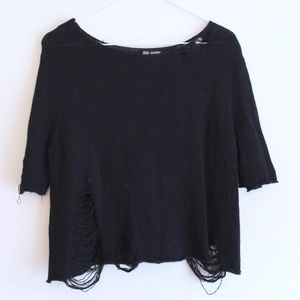 H&M Distressed Short Sleeve Sweater
